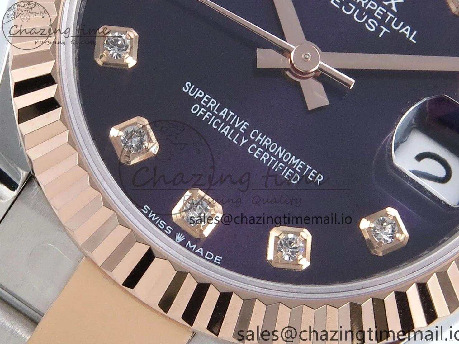 Good Copy Rolex Watches Best Purple 31 Oyster Bracelet ETA 278271 904L DateJust Edition Dial Diamonds on Steel SS 1:1 ARF 522 Premium RG 0103